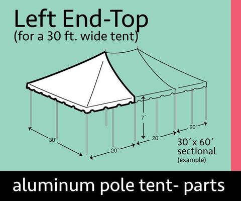 30' x 20' Rope End Extender Pole Tent Top Only
