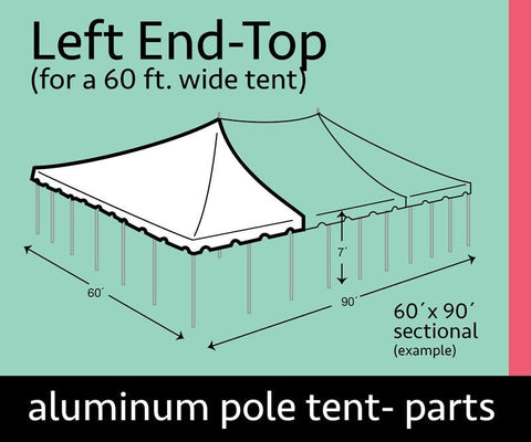 60' x 30' Rope End Extender Pole Tent Top Only