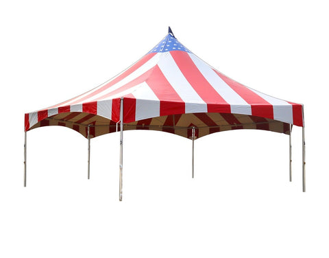 40' Premium Hexagon High Peak Frame Party Tent, Red White and Blue