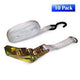 1" x 13' S-Hook White Ratchet Strap Tent Tie Down - 10 Pack