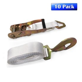 2" x 13' Snap Hook End Ratchet Strap White Tent Tie Down - 10 Pack
