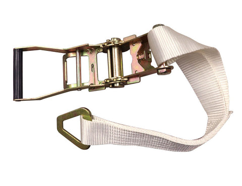2" x 13' Ratchet Strap - White Tent Tie Down with Hook