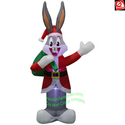 6' Gemmy Airblown Inflatable Christmas Bugs Bunny In Santa Suit