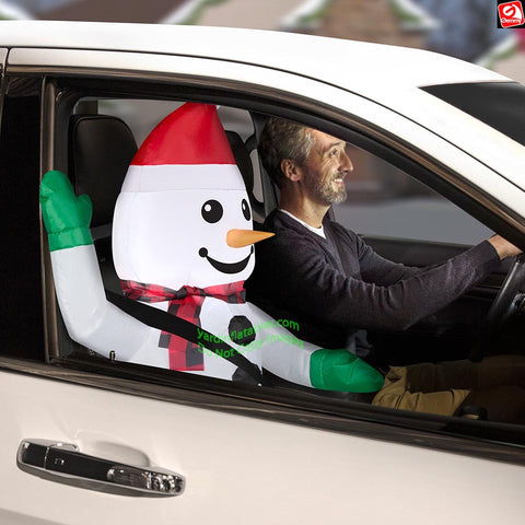 3' Gemmy Airblown Inflatable CAR BUDDY Snowman