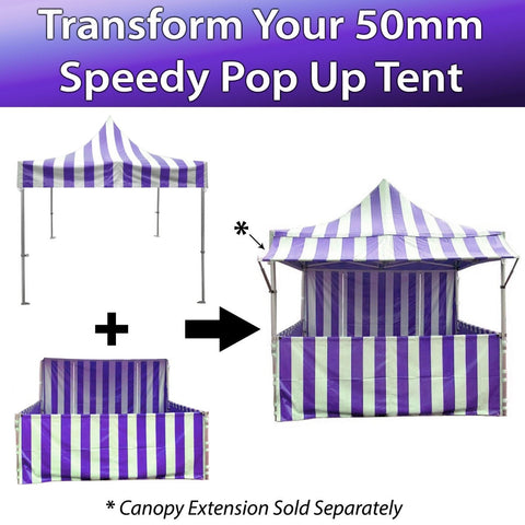 10' x 10' 50mm Speedy Pop-up Carnival Tent Sidewall Kit, Blue and White Strip 