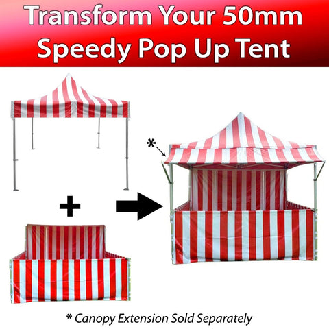 10' x 10' 50mm Speedy Pop-up Carnival Tent Sidewall Kit, Red and White Strip 
