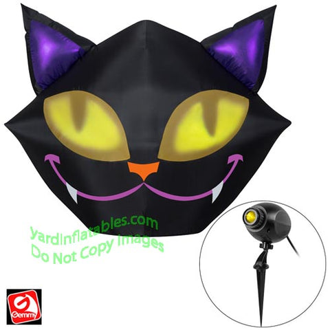 5' Gemmy Airblown Inflatable Projection Inflatable Smiling Black Cat