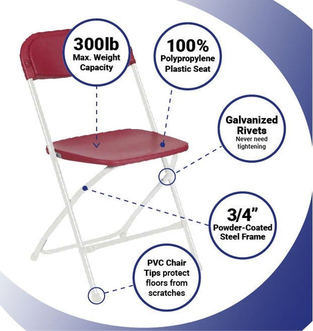 Burgundy Plastic Folding Chairs
