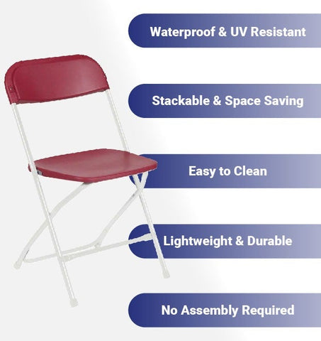 Burgundy Plastic Folding Chairs