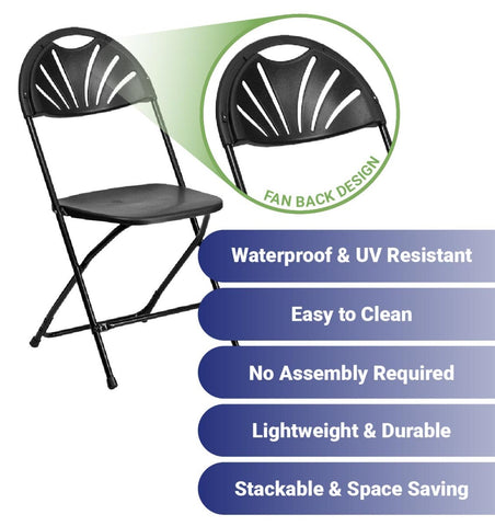 Black Fan Back Folding Chairs
