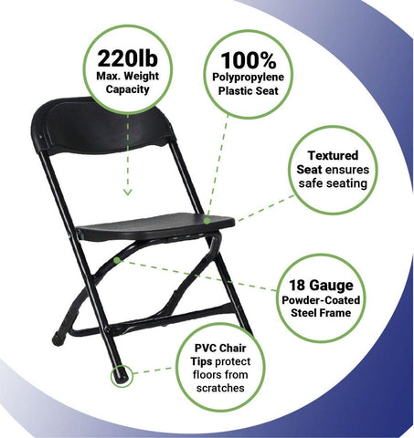 Black Folding Chairs Mixed Pallet Bundle - Standard, Big & Tall, Kids