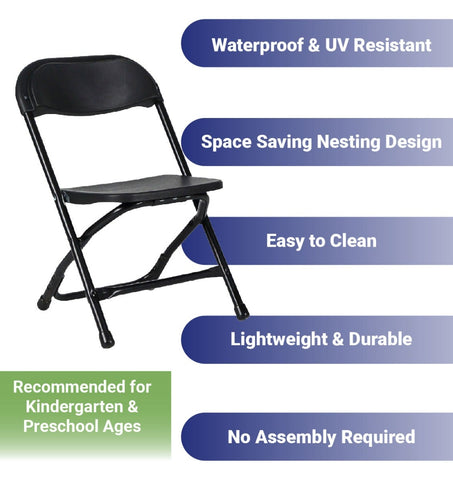 Kids Black Plastic Folding Chairs