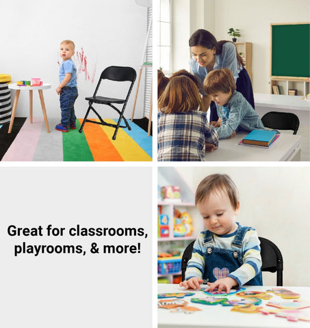 Kids Black Plastic Folding Chairs