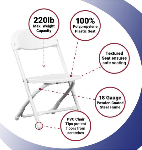 Kids White Plastic Folding Chair