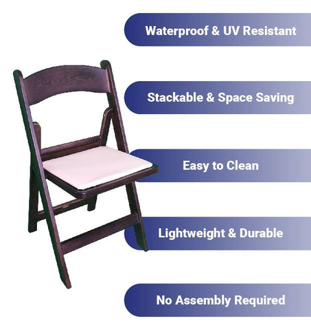 Resin Folding Chairs, Fruitwood
