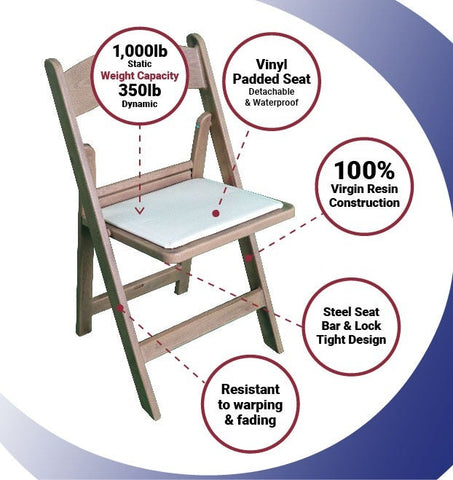 Resin Folding Chairs, Natural Wood 
