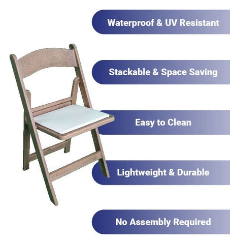Resin Folding Chairs, Natural Wood 