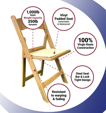 Resin Folding Chairs, Natural Wood 