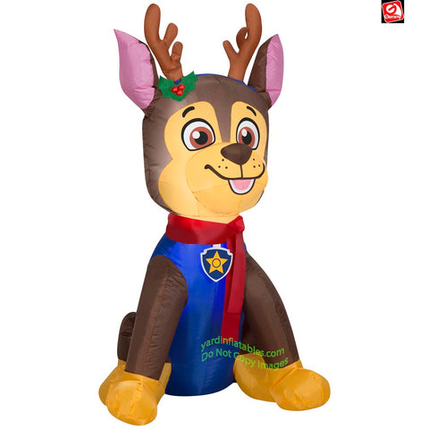 3.5' Gemmy Airblown Paw Patrol's Chase w/ Antlers and Scarf
