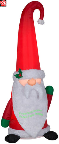 5' Gemmy Airblown Mixed Media Christmas Gnome w/ Curved Hat