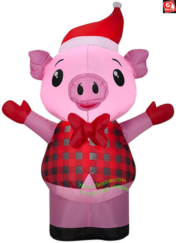 3.5' Gemmy Airblown Christmas Pig in Christmas Vest