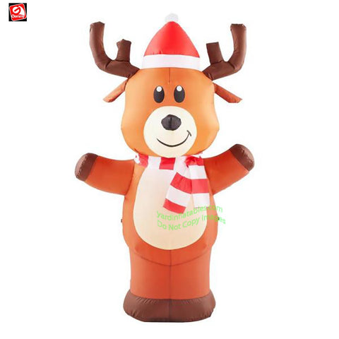 3 1/2' Gemmy Airblown Inflatable Christmas Reindeer w/ Striped Scarf