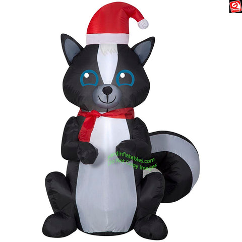 3.5' Gemmy Airblown Inflatable Christmas Skunk w/ Santa Hat