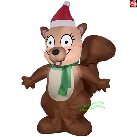 4' Gemmy Airblown Inflatable Christmas Squirrel w/ Santa Hat