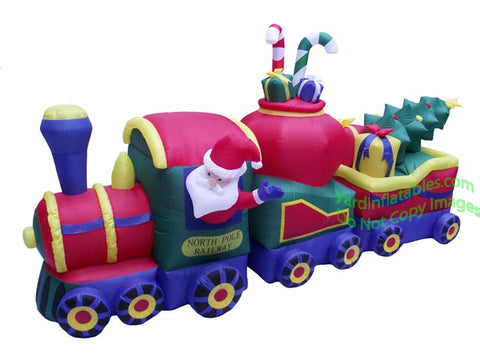 12' Air Blown Inflatable Christmas Train w/ Santa, Presents, and Christmas Tree