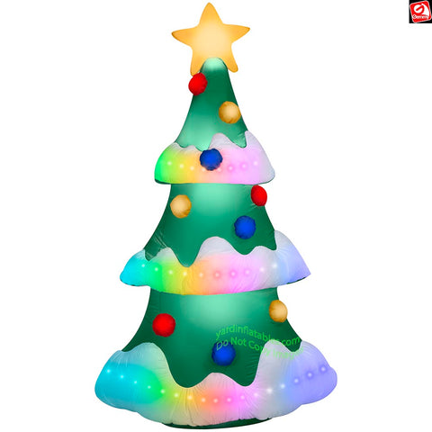 9' Gemmy Airblown Inflatable Green Christmas Tree w/ Star and Rainbow Wave Lights