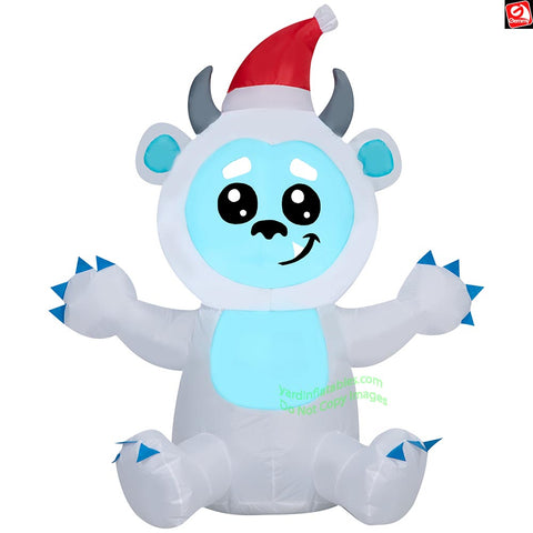 3.5' Gemmy Airblown Inflatable Christmas Yeti w/ Santa Hat