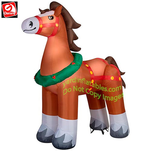 9.5' Gemmy Airblown Inflatable Christmas Clydesdale Horse w/ Wreath on Neck