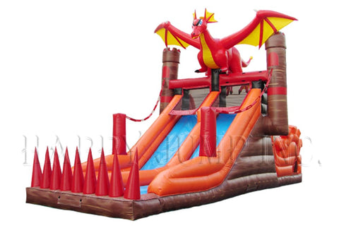 Flame Red Dragon Inflatable Slide for Sale
