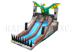 16′H Inflatable Green Marble Water Slide by Ultimate Jumpers