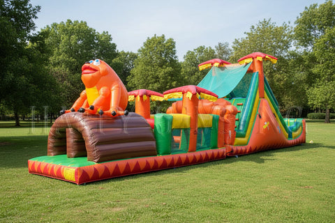 Tropical Orange commercial inflatable obstacle course - CM7175