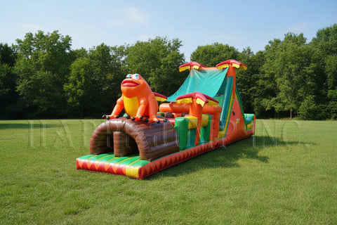 Tropical Orange commercial inflatable obstacle course - CM7175