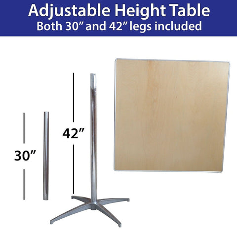 36" Square Adjustable Height Cocktail Bistro Table