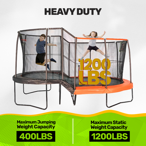 JumpKing 10'x17' Multi-Level Oval Trampoline - Outdoor/Indoor Recreational Trampoline w/ Basketball Hoop, Toss Game, Enclosure Net - Large Trampoline and Great Gift for Kids, Adults, & Family Fun