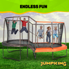 Image of JumpKing 10'x17' Multi-Level Oval Trampoline - Outdoor/Indoor Recreational Trampoline w/ Basketball Hoop, Toss Game, Enclosure Net - Large Trampoline and Great Gift for Kids, Adults, & Family Fun