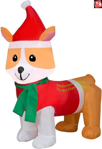 3.5' Gemmy Airblown Inflatable Christmas Corgi w/ Winter Outfit