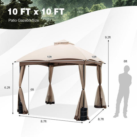 Costway Canopies & Gazebos 10 X 10 Feet Patio Double-Vent Gazebo with Privacy Netting and 4 Sandbags by Costway 16953278 10 X 10 Feet Patio Double-Vent Gazebo w/ Privacy Netting & 4 Sandbags 