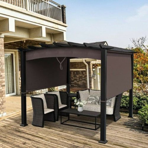 10 x 10 Feet Patio Pergola Gazebo Sun Shade Shelter with Retractable Canopy by Costway