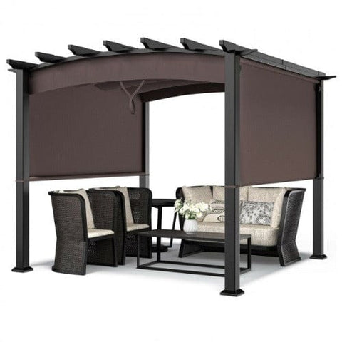 Costway Canopies & Gazebos 10 x 10 Feet Patio Pergola Gazebo Sun Shade Shelter with Retractable Canopy by Costway 79581236 10 x 10 Feet Patio Pergola Gazebo Sun Shade Shelter Retractable Canopy