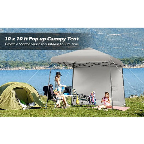 Costway Canopies & Gazebos 10 x 10 Feet Pop Up Tent Slant Leg Canopy with Roll-up Side Wall by Costway 10 x 10 Feet Pop Up Tent Slant Leg Canopy w/ Roll-up Side Wall Costway