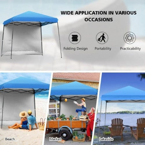 Costway Canopies & Gazebos 10 x 10 Feet Pop Up Tent Slant Leg Canopy with Roll-up Side Wall by Costway 10 x 10 Feet Pop Up Tent Slant Leg Canopy w/ Roll-up Side Wall Costway