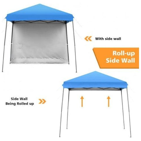 Costway Canopies & Gazebos 10 x 10 Feet Pop Up Tent Slant Leg Canopy with Roll-up Side Wall by Costway 10 x 10 Feet Pop Up Tent Slant Leg Canopy w/ Roll-up Side Wall Costway