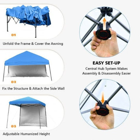 10 x 10 Feet Pop Up Tent Slant Leg Canopy with Roll-up Side Wall by Costway