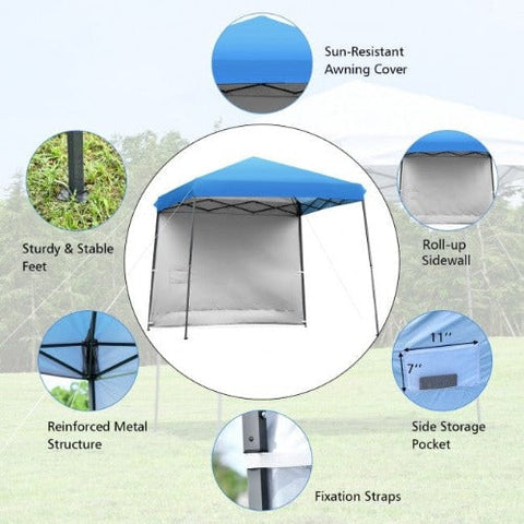 10 x 10 Feet Pop Up Tent Slant Leg Canopy with Roll-up Side Wall by Costway