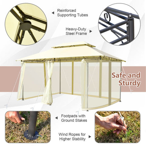 Costway Canopies & Gazebos 10 x 13 Feet Tent Canopy Shelter with Removable Netting Sidewall by Costway 10 x 13 Feet Tent Canopy Shelter with Removable Netting Sidewall