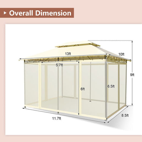 Costway Canopies & Gazebos 10 x 13 Feet Tent Canopy Shelter with Removable Netting Sidewall by Costway 10 x 13 Feet Tent Canopy Shelter with Removable Netting Sidewall